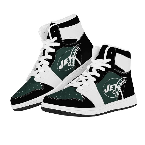 Men's New York Jets High Top Leather AJ1 Sneakers 001